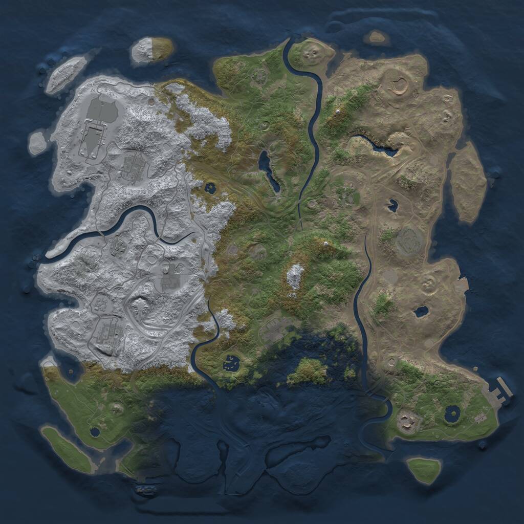 Rust Map: Procedural Map, Size: 4650, Seed: 53027656, 17 Monuments