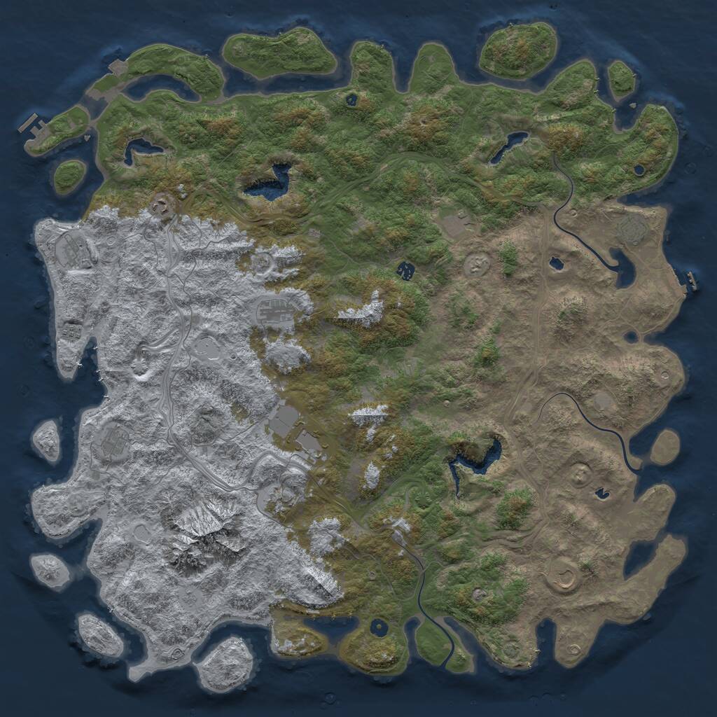 Rust Map: Procedural Map, Size: 6000, Seed: 697362, 17 Monuments