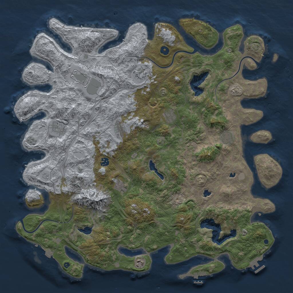 Rust Map: Procedural Map, Size: 5000, Seed: 897465434, 16 Monuments