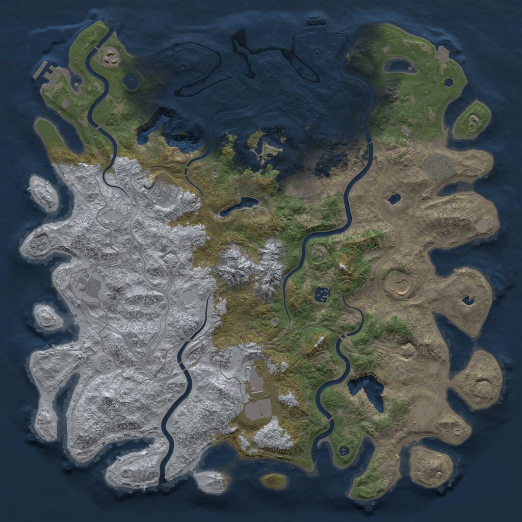 Rust Map: Procedural Map, Size: 5000, Seed: 1890214181, 17 Monuments