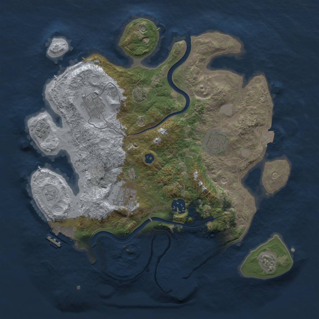 Rust Map: Procedural Map, Size: 3200, Seed: 3434, 11 Monuments