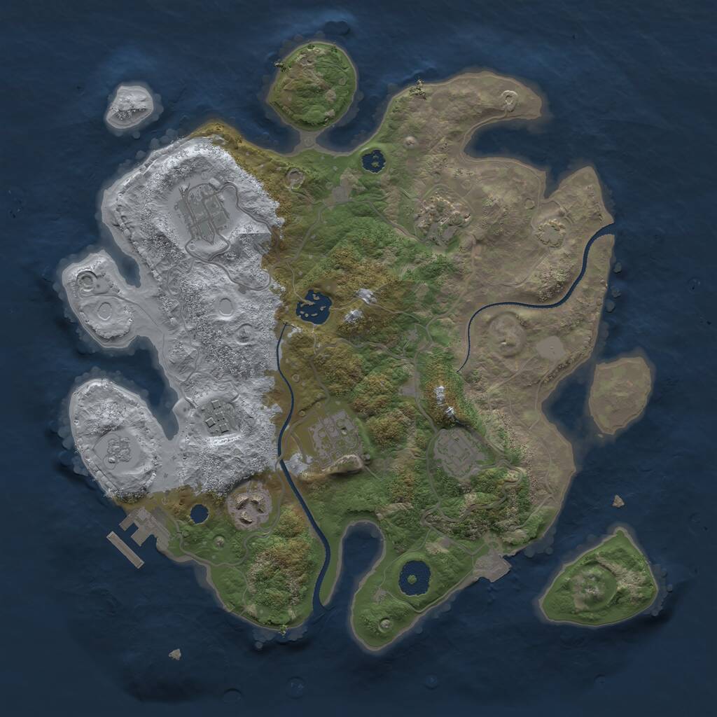 Rust Map: Procedural Map, Size: 3200, Seed: 3434, 11 Monuments