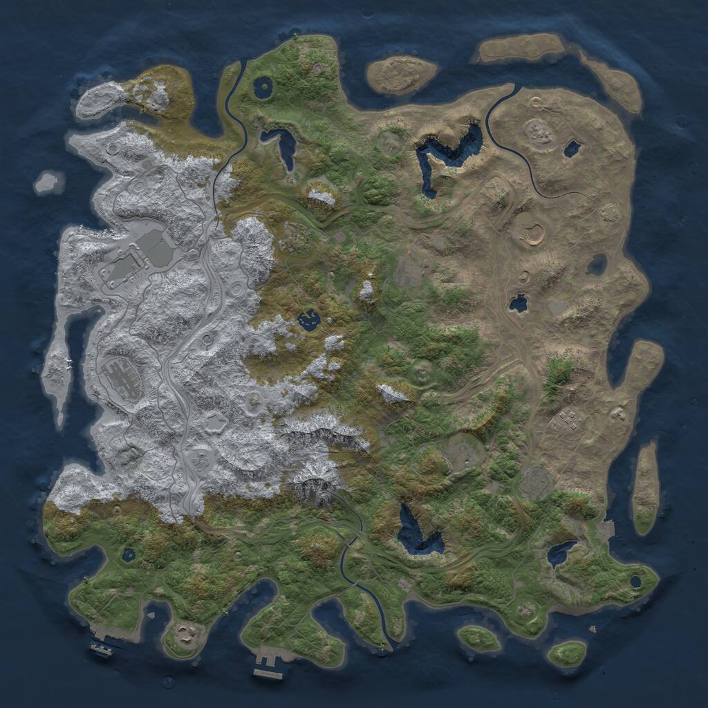 Rust Map: Procedural Map, Size: 5000, Seed: 294585, 16 Monuments