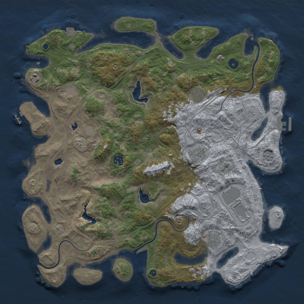 Rust Map: Procedural Map, Size: 4500, Seed: 1609933004, 14 Monuments