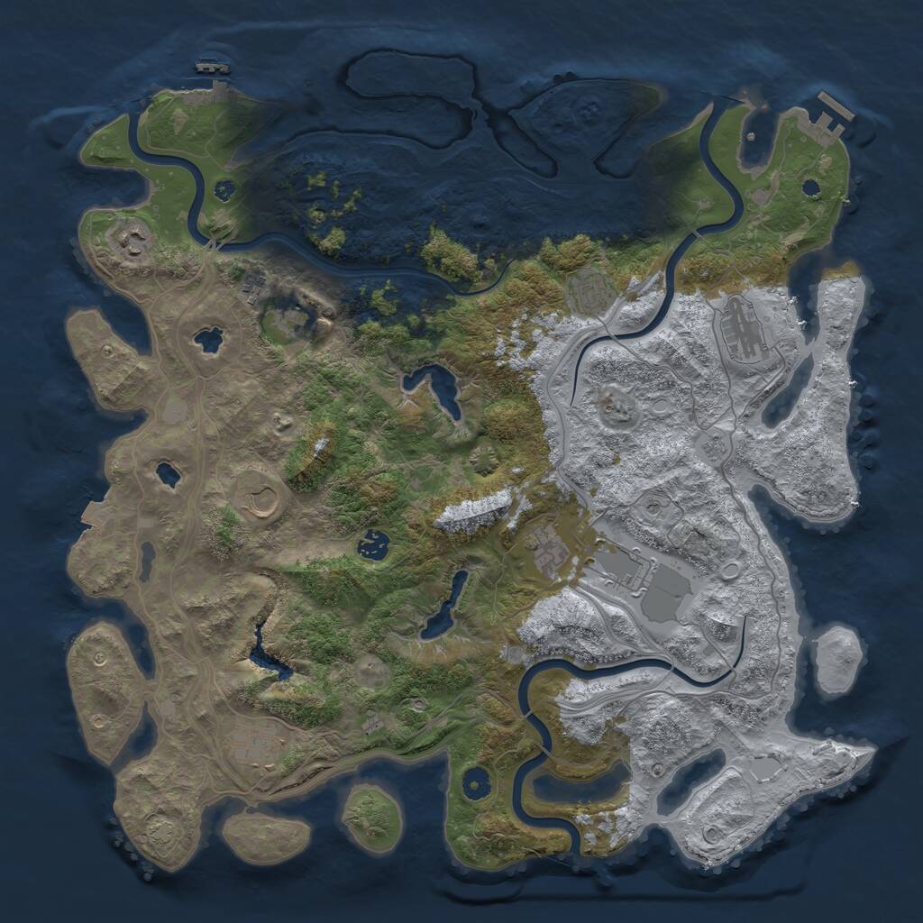 Rust Map: Procedural Map, Size: 4500, Seed: 1609933004, 16 Monuments