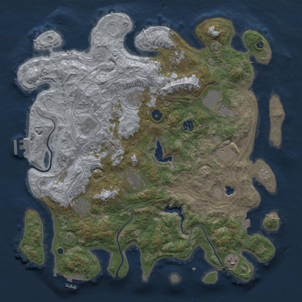 Rust Map: Procedural Map, Size: 4250, Seed: 332396788, 16 Monuments