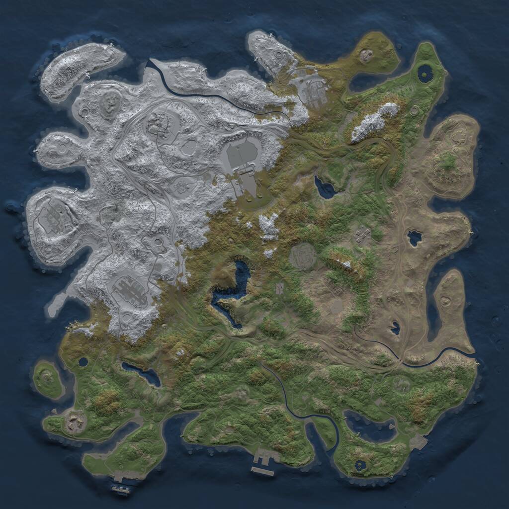 Rust Map: Procedural Map, Size: 4500, Seed: 29172290, 14 Monuments