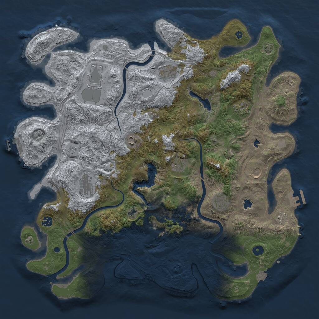 Rust Map: Procedural Map, Size: 4500, Seed: 29172290, 16 Monuments