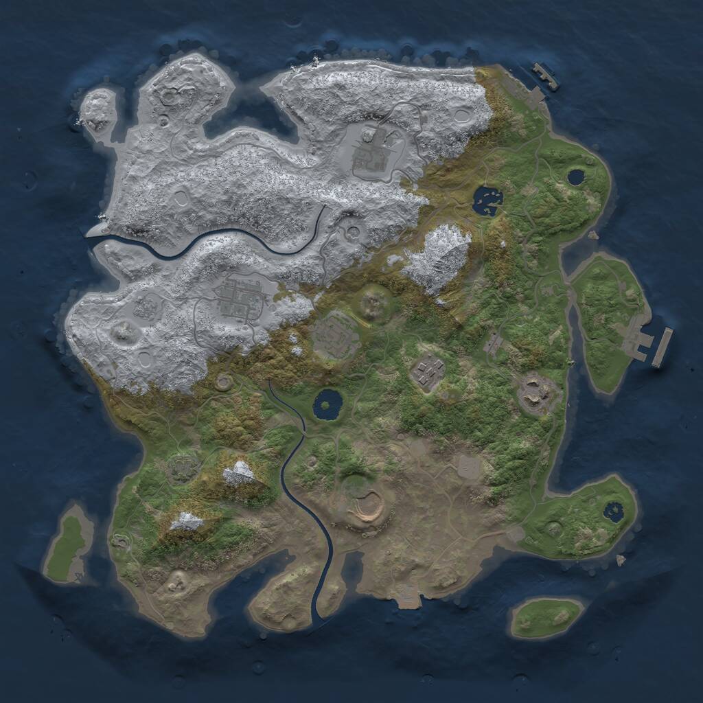 Rust Map: Procedural Map, Size: 3500, Seed: 490261, 13 Monuments