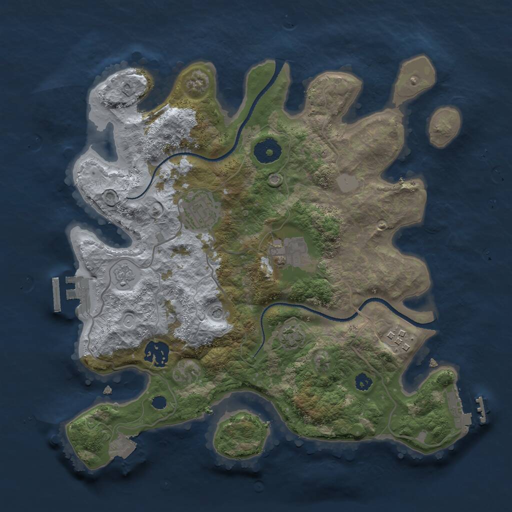 Rust Map: Procedural Map, Size: 3000, Seed: 1906506610, 10 Monuments