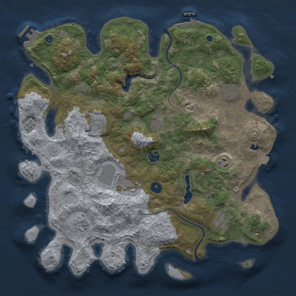 Rust Map: Procedural Map, Size: 4000, Seed: 59999, 15 Monuments