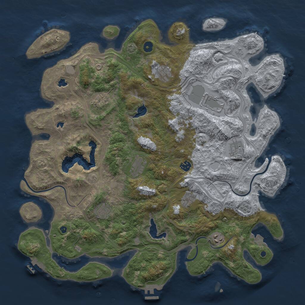 Rust Map: Procedural Map, Size: 4500, Seed: 398171962, 16 Monuments