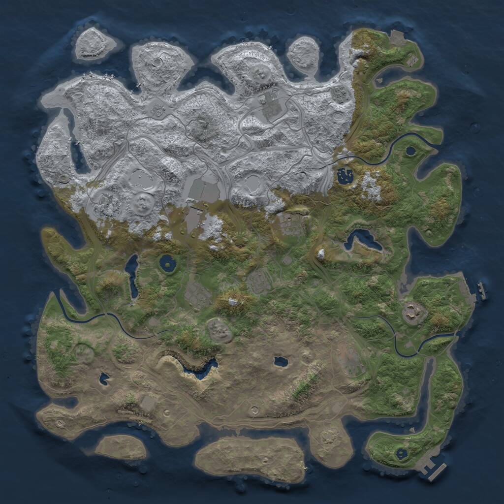 Rust Map: Procedural Map, Size: 4500, Seed: 25663142, 16 Monuments