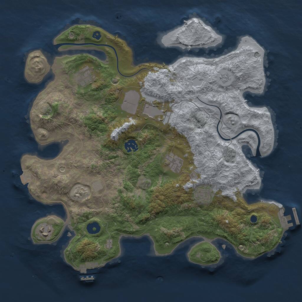 Rust Map: Procedural Map, Size: 3500, Seed: 225969911, 13 Monuments