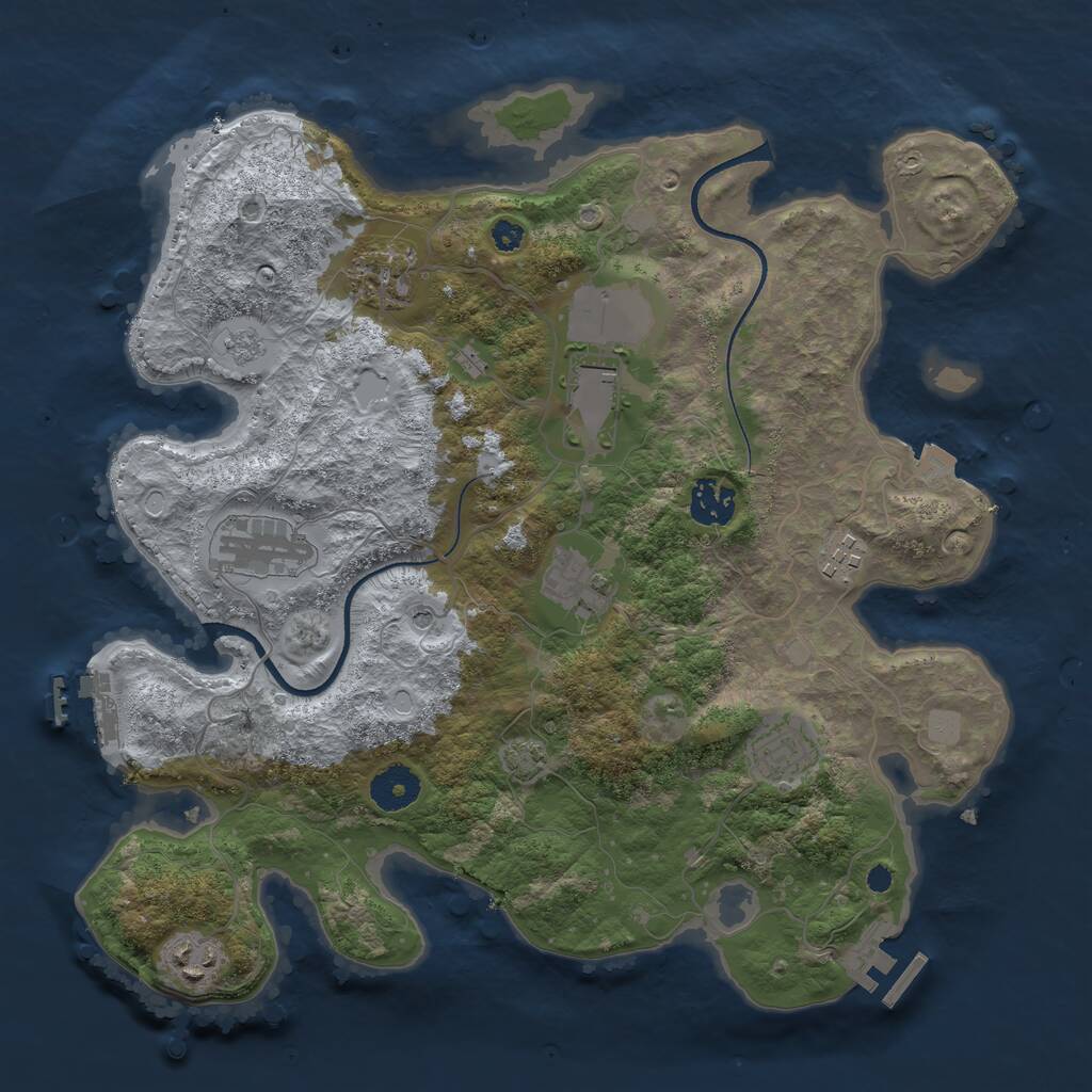 Rust Map: Procedural Map, Size: 3500, Seed: 1845602739, 14 Monuments