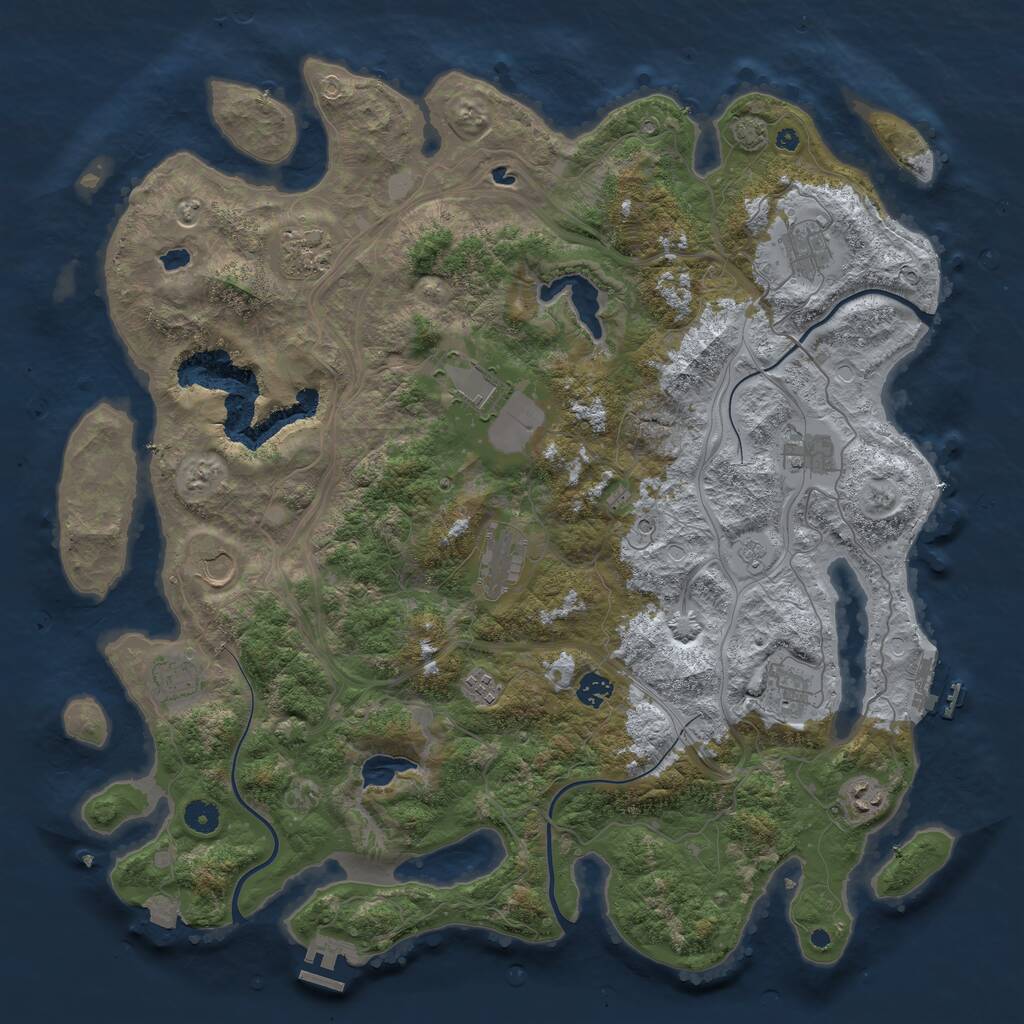 Rust Map: Procedural Map, Size: 4500, Seed: 2006940502, 17 Monuments