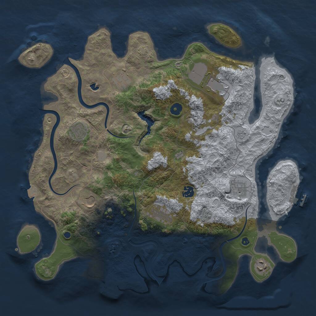 Rust Map: Procedural Map, Size: 4000, Seed: 1010187745, 16 Monuments