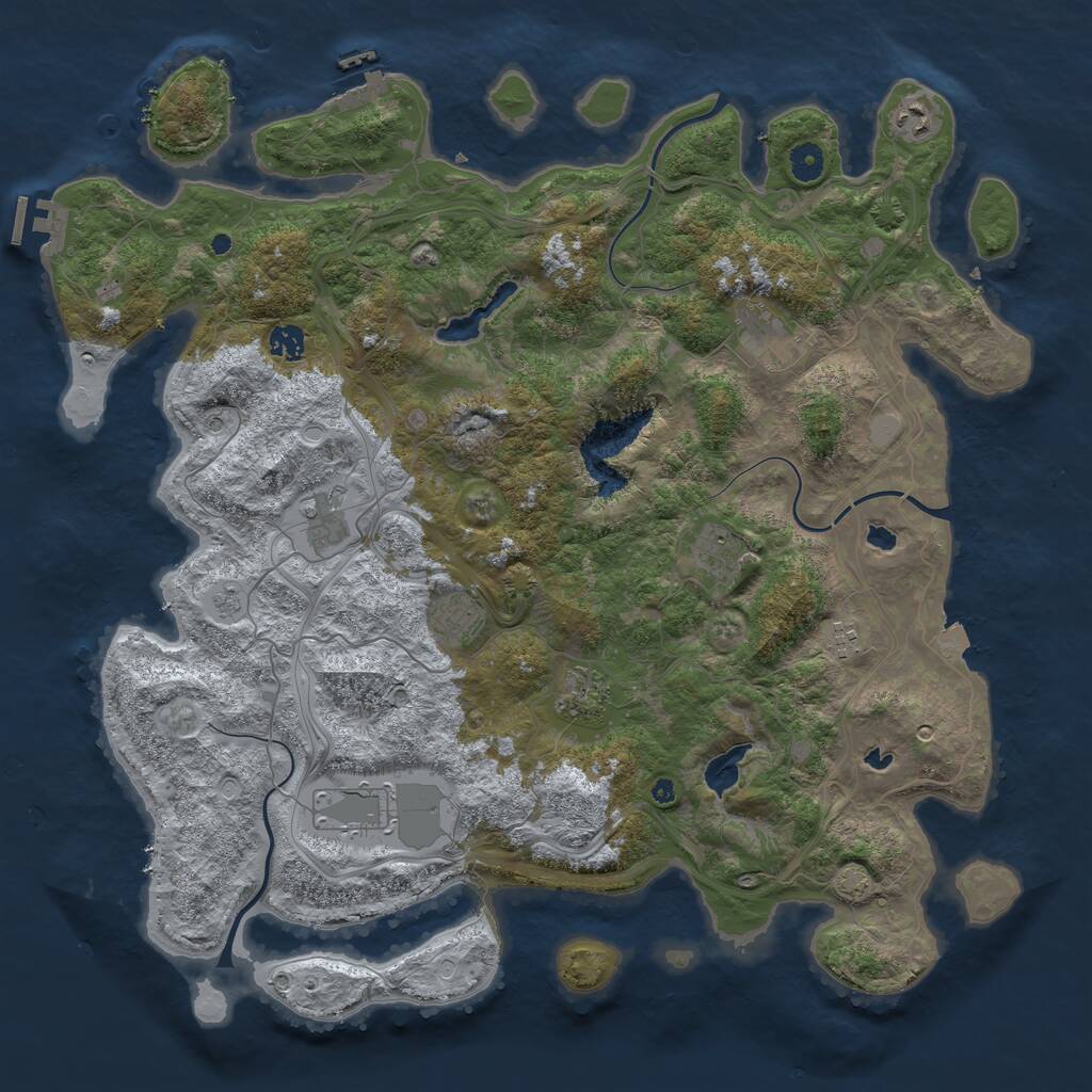 Rust Map: Procedural Map, Size: 4500, Seed: 460663249, 15 Monuments