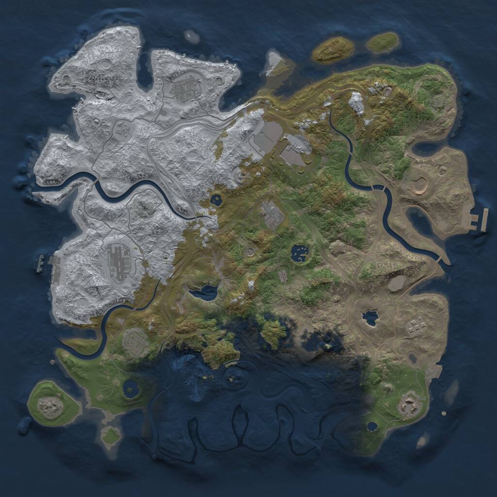 Rust Map: Procedural Map, Size: 4250, Seed: 575649298, 16 Monuments