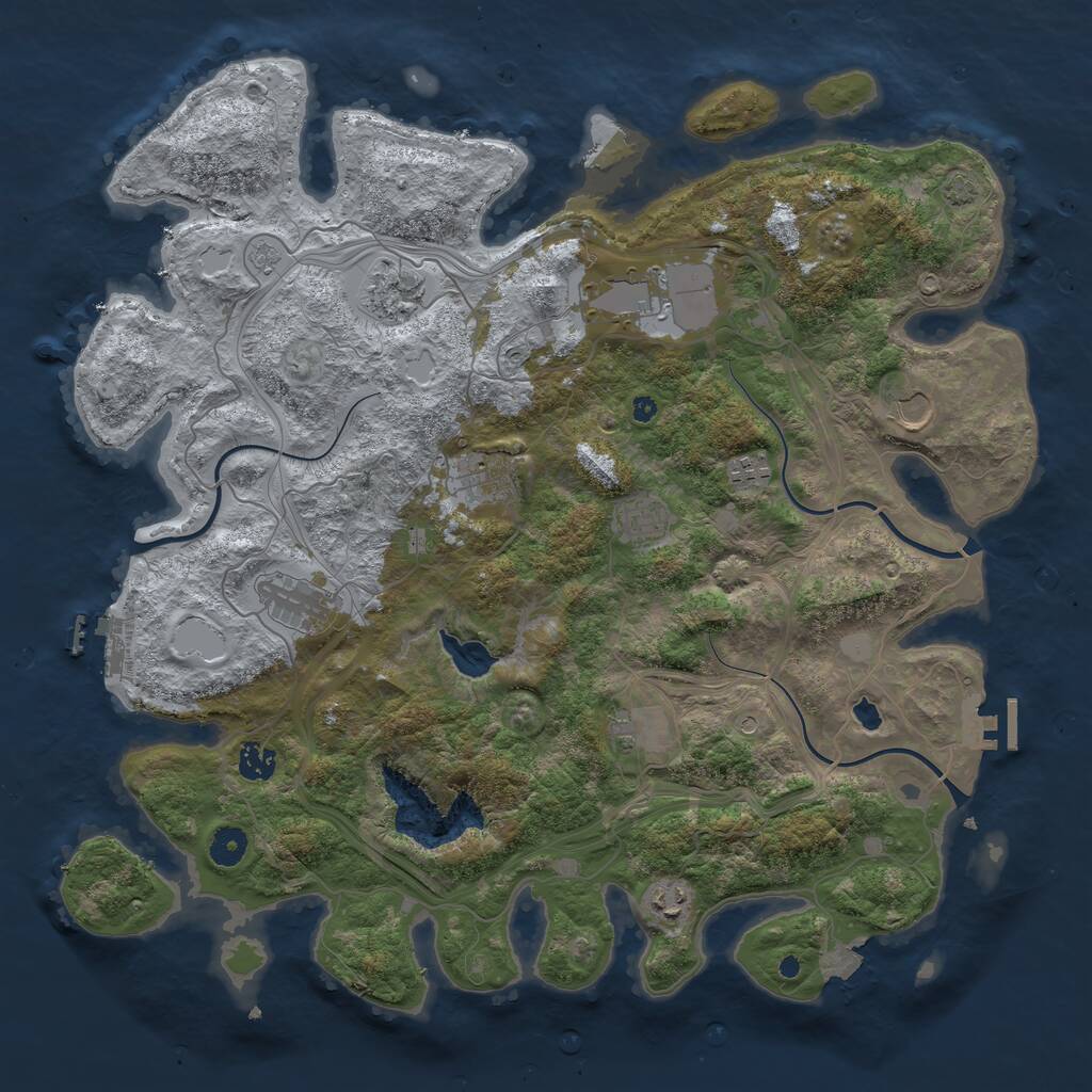 Rust Map: Procedural Map, Size: 4250, Seed: 575649298, 16 Monuments