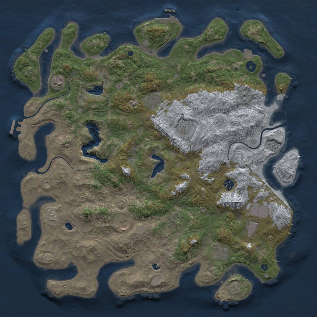 Rust Map: Procedural Map, Size: 4500, Seed: 536557654, 15 Monuments