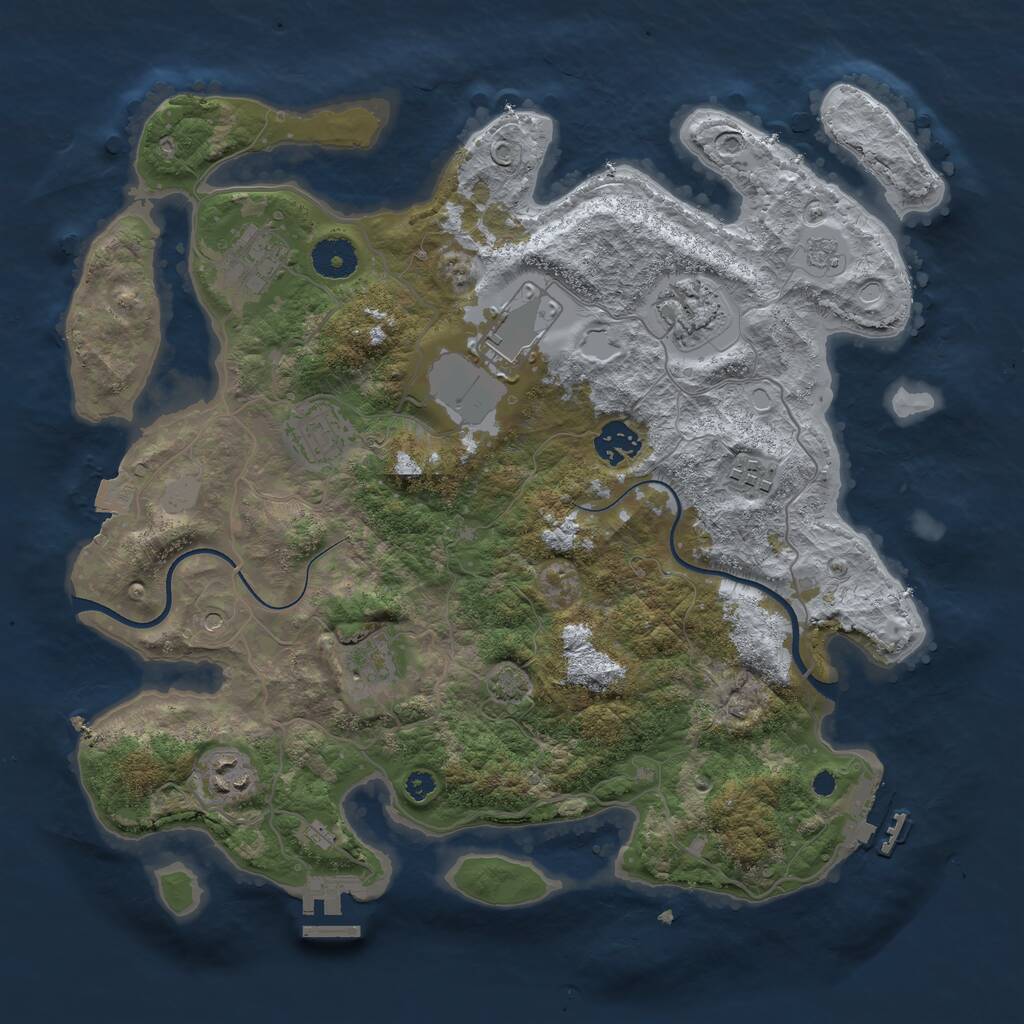 Rust Map: Procedural Map, Size: 3579, Seed: 1234567890, 14 Monuments