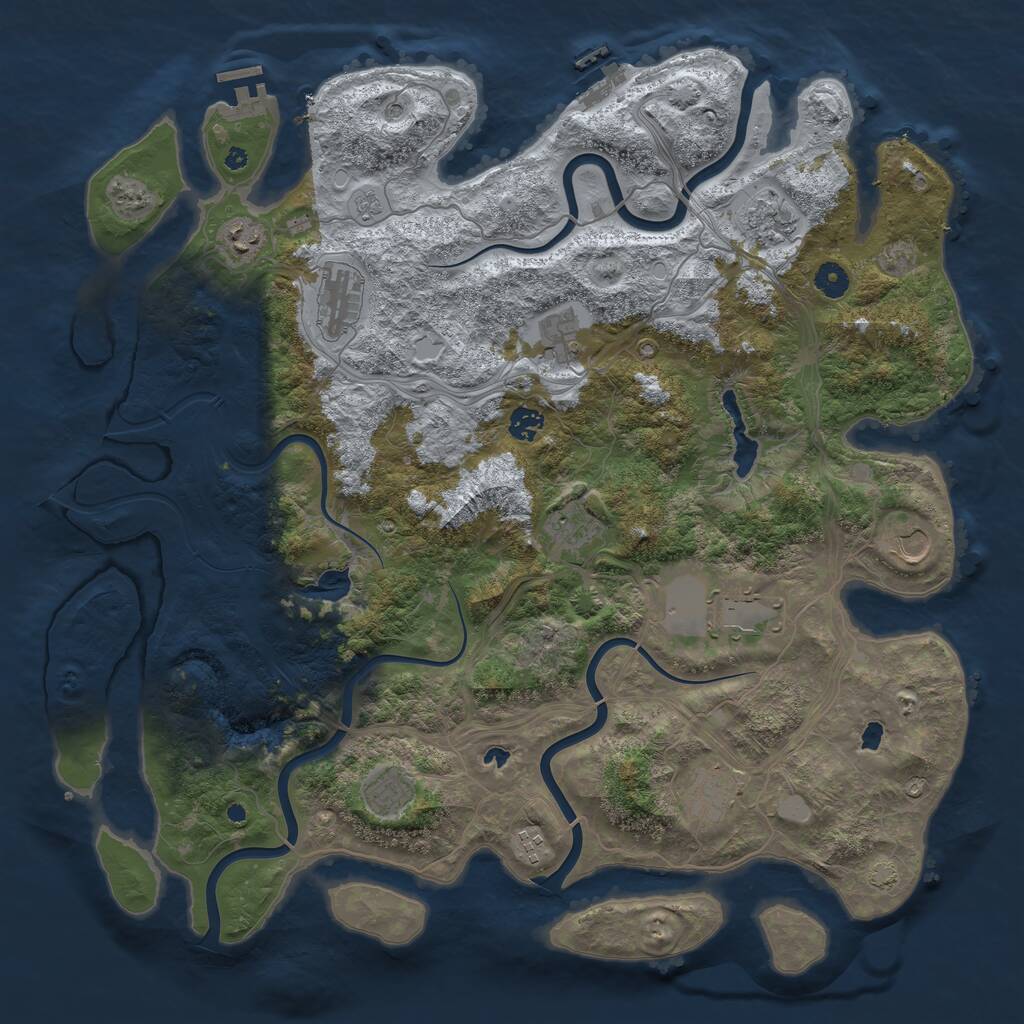 Rust Map: Procedural Map, Size: 4500, Seed: 2014351779, 17 Monuments