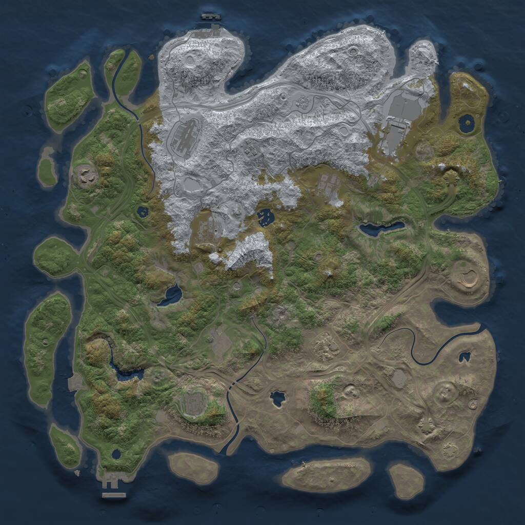 Rust Map: Procedural Map, Size: 4500, Seed: 2014351779, 17 Monuments