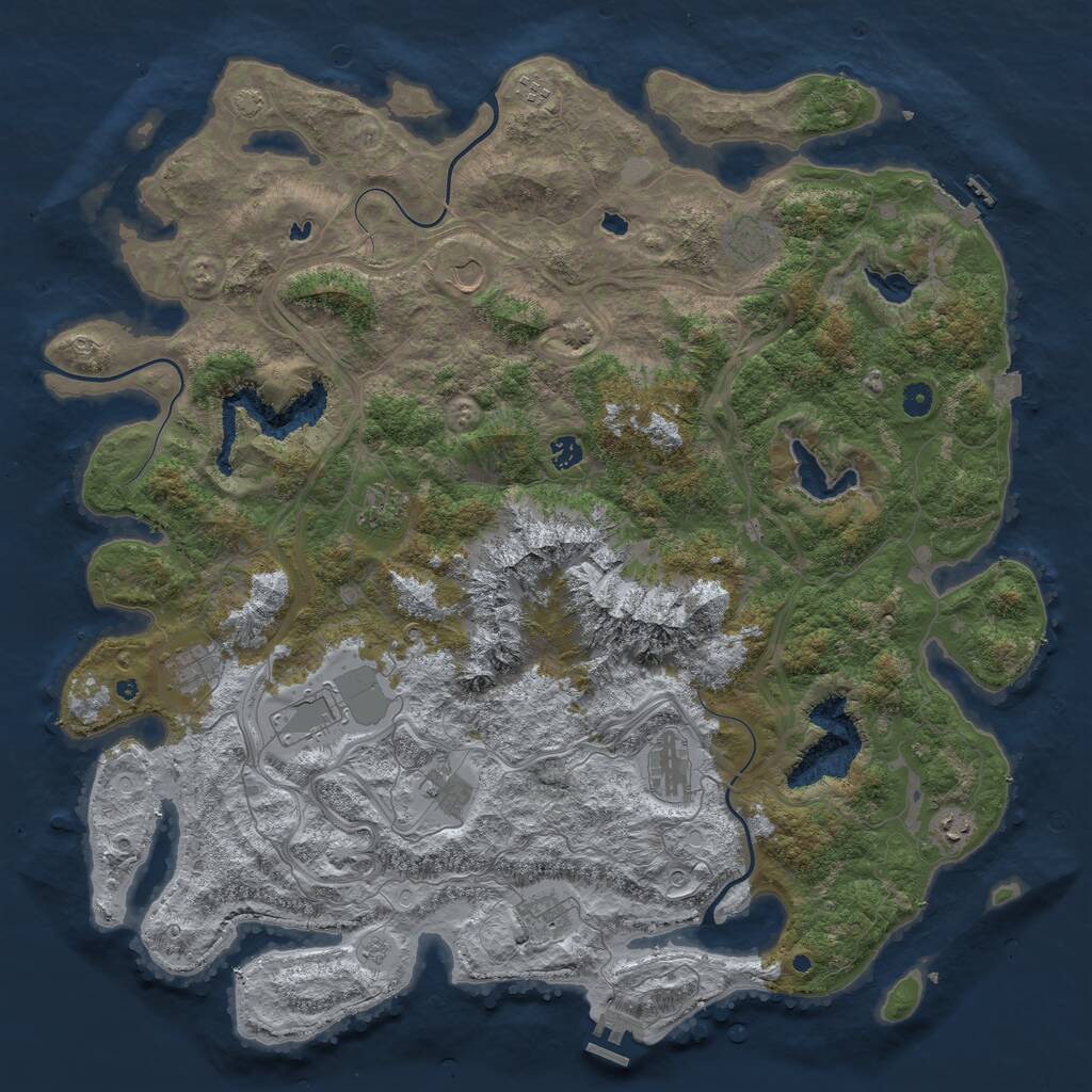 Rust Map: Procedural Map, Size: 5000, Seed: 1997604596, 17 Monuments