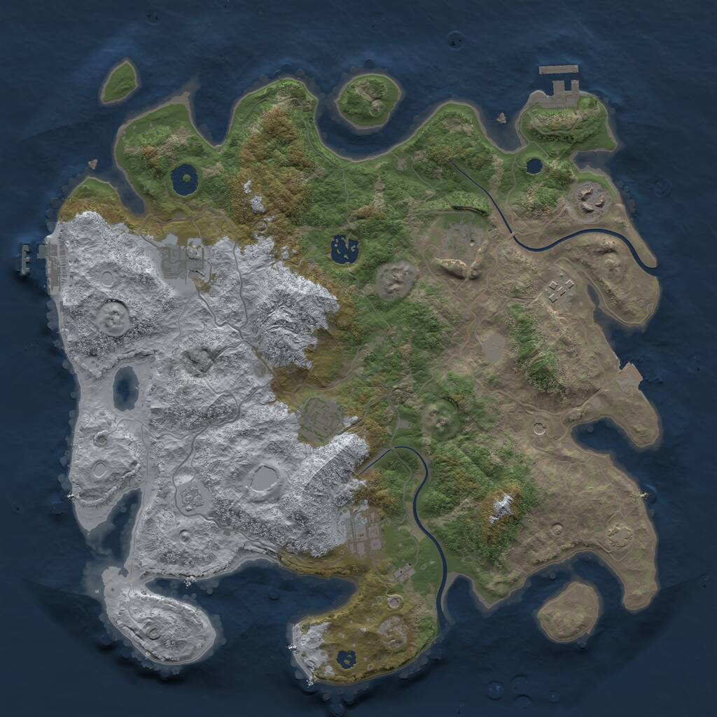 Rust Map: Procedural Map, Size: 3700, Seed: 40096, 13 Monuments