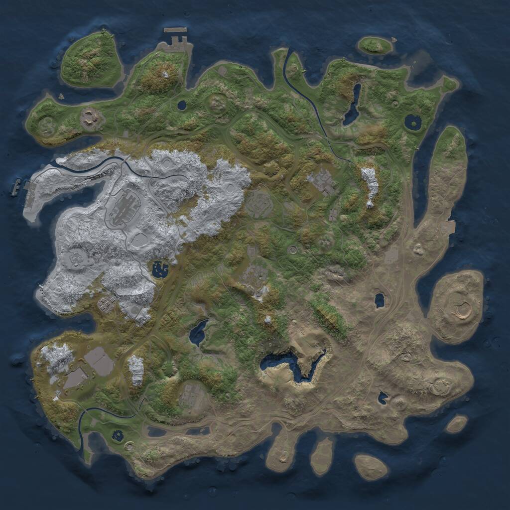 Rust Map: Procedural Map, Size: 4500, Seed: 974080807, 16 Monuments