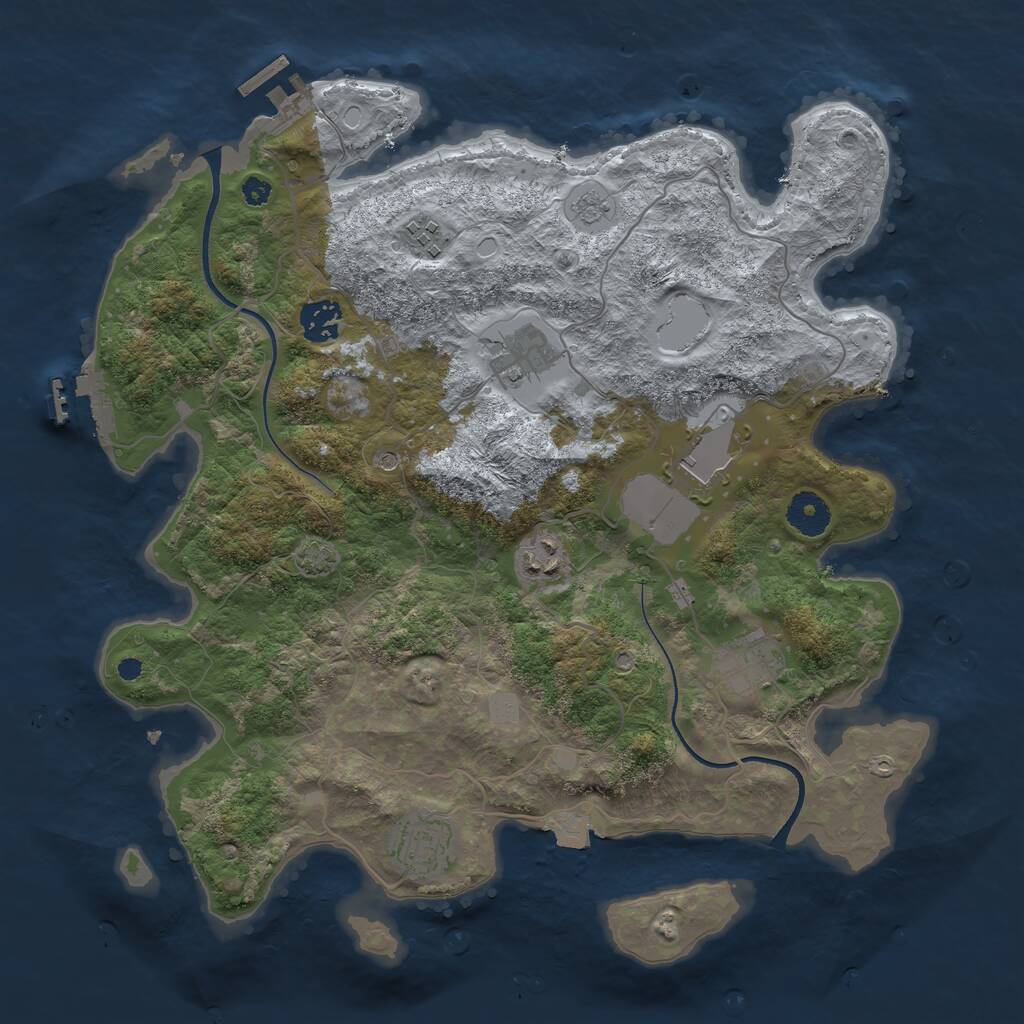 Rust Map: Procedural Map, Size: 3600, Seed: 187861388, 13 Monuments