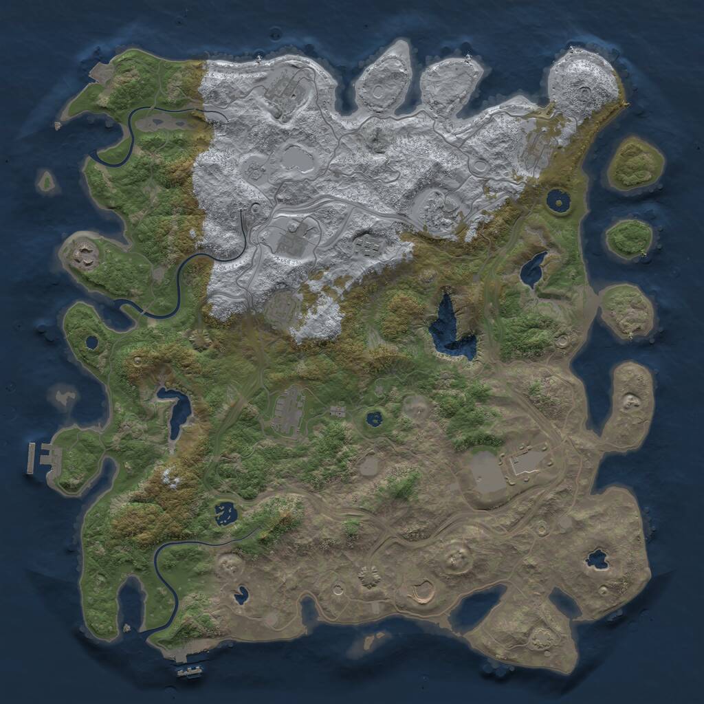 Rust Map: Procedural Map, Size: 4500, Seed: 868977156, 17 Monuments