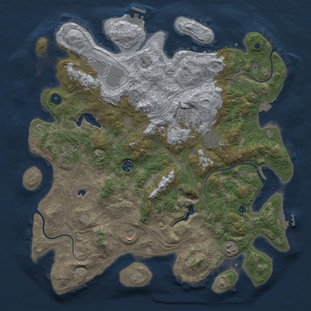 Rust Map: Procedural Map, Size: 4250, Seed: 2105404922, 14 Monuments