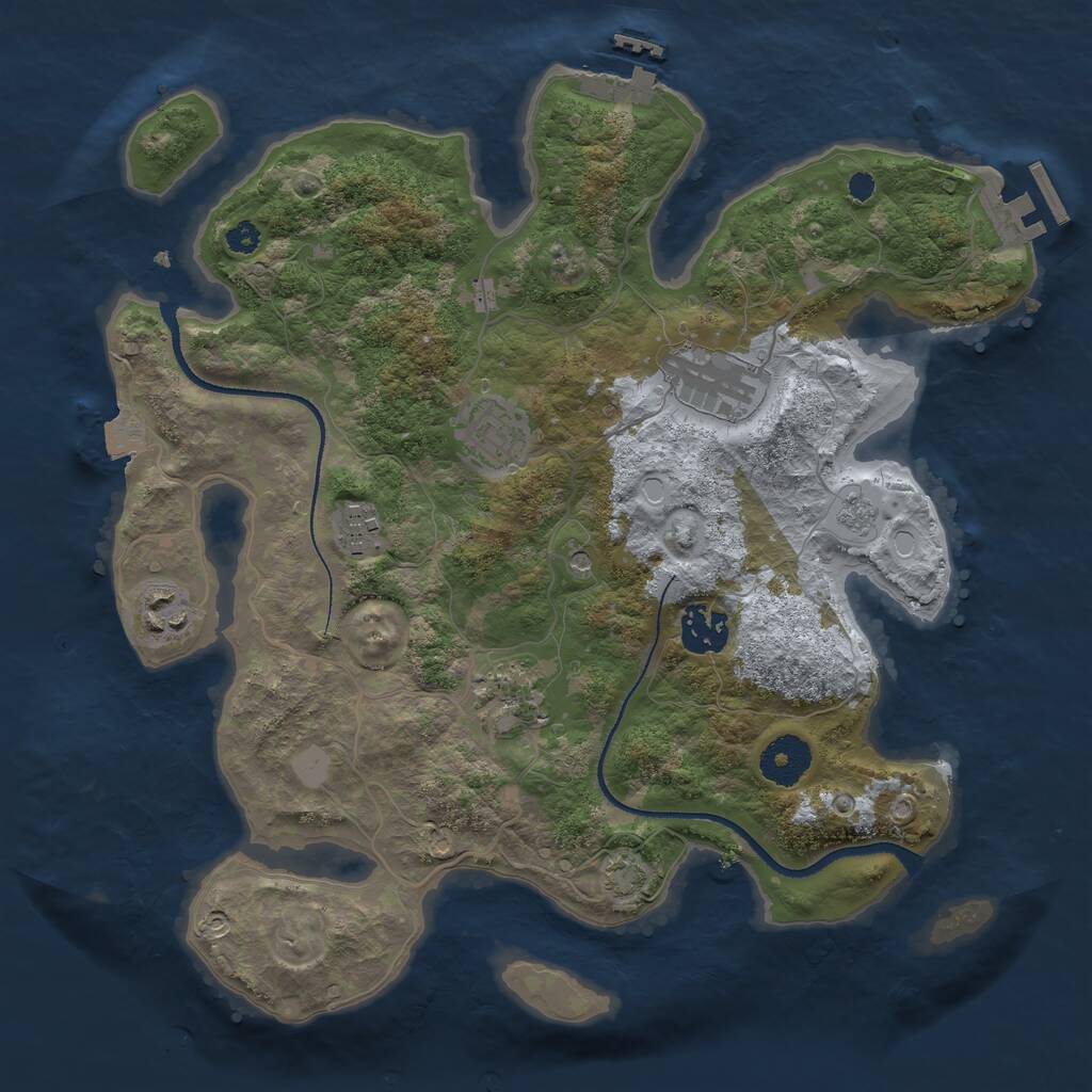 Rust Map: Procedural Map, Size: 3300, Seed: 1071499225, 12 Monuments