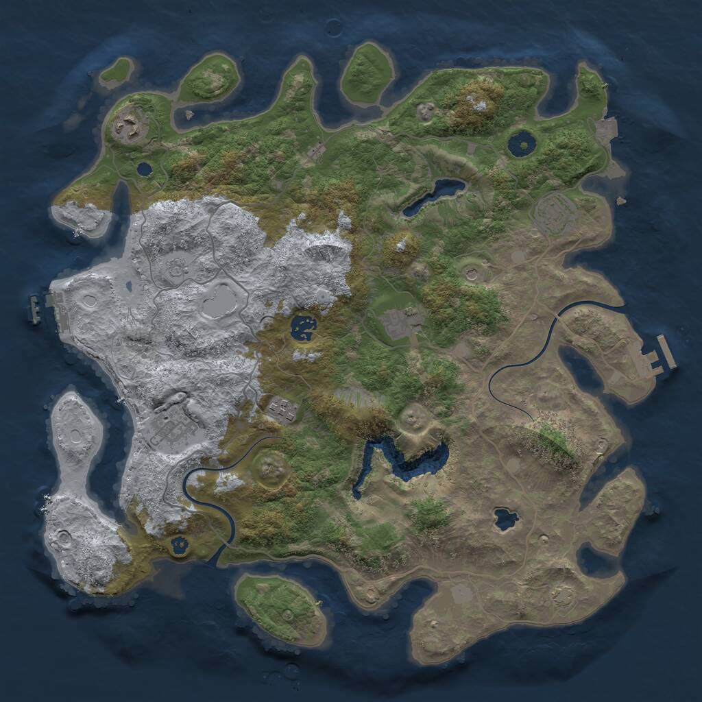 Rust Map: Procedural Map, Size: 4000, Seed: 1542614347, 12 Monuments