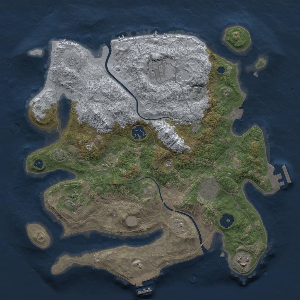 Rust Map: Procedural Map, Size: 3300, Seed: 22, 12 Monuments