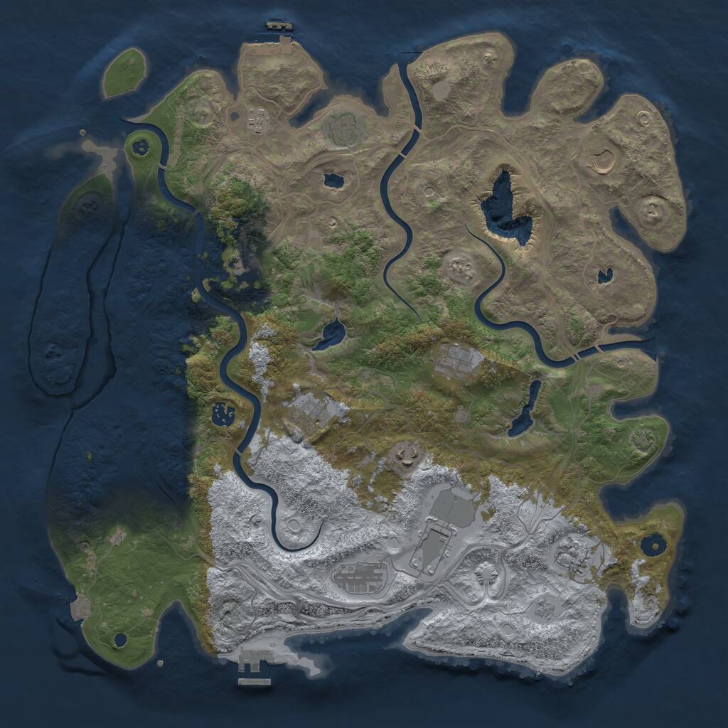 Rust Map: Procedural Map, Size: 4500, Seed: 1676440527, 17 Monuments