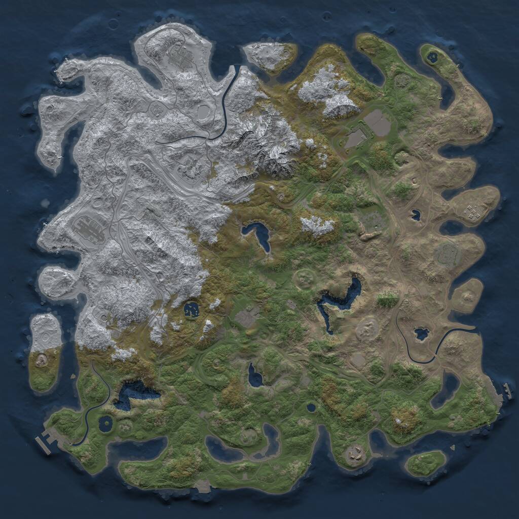 Rust Map: Procedural Map, Size: 5000, Seed: 20061, 16 Monuments