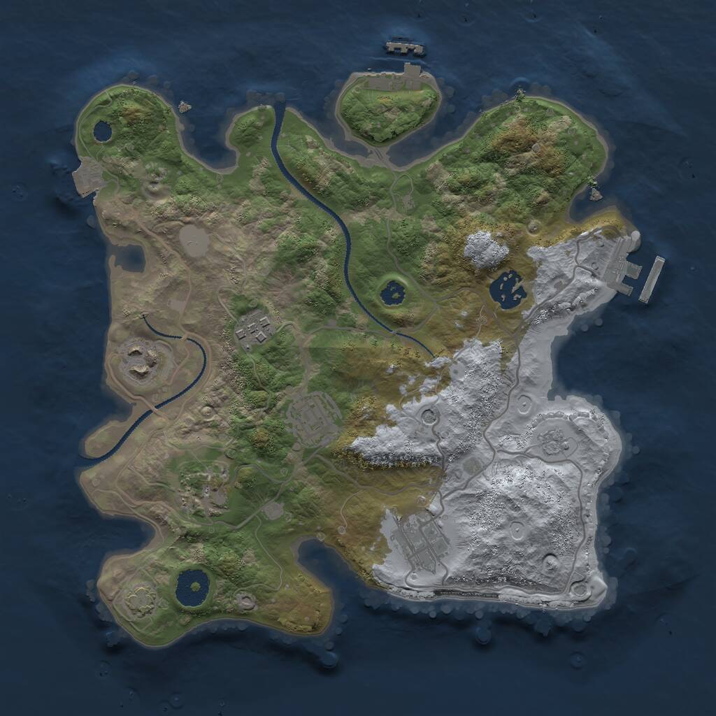 Rust Map: Procedural Map, Size: 3000, Seed: 281401378, 12 Monuments