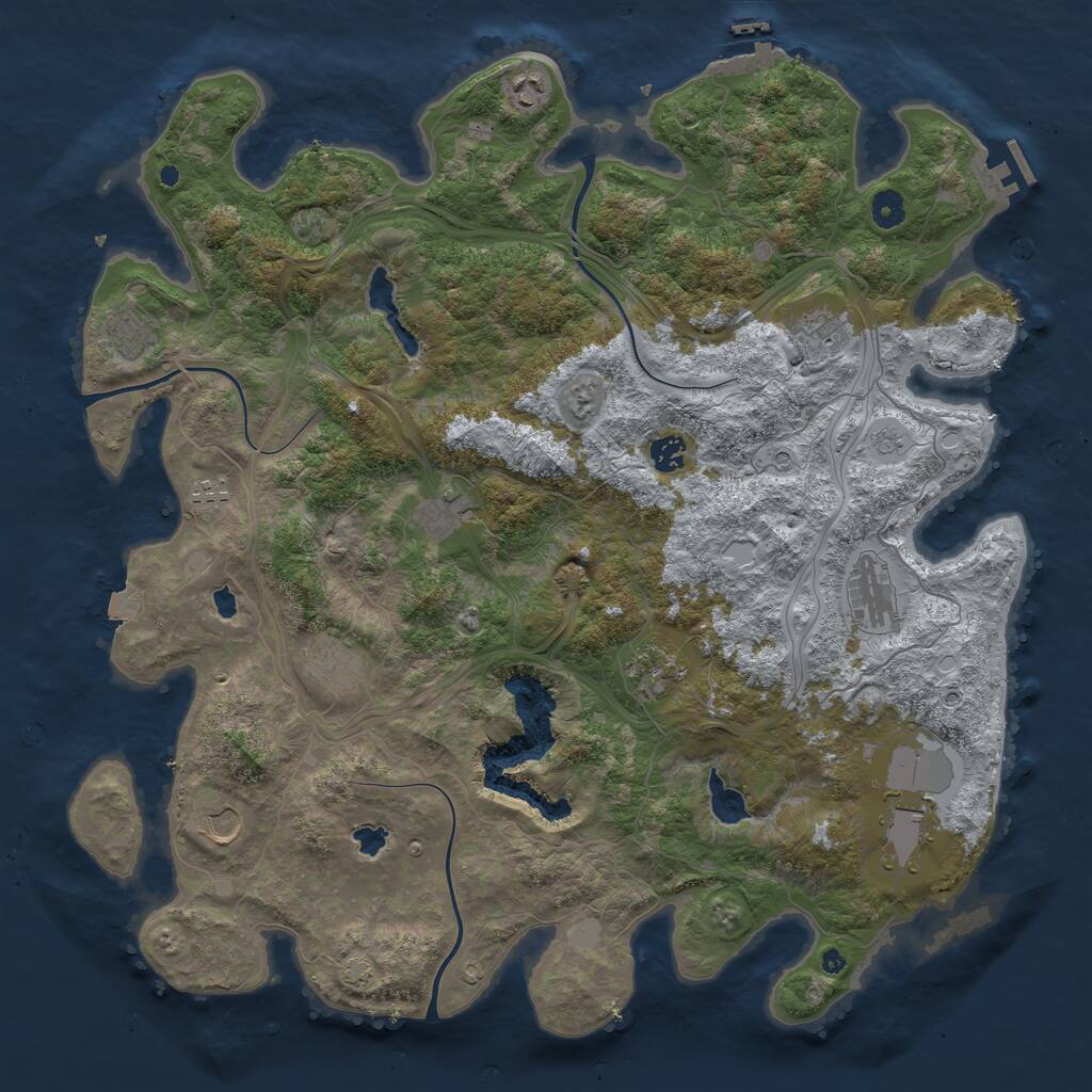 Rust Map: Procedural Map, Size: 4500, Seed: 1235079, 17 Monuments