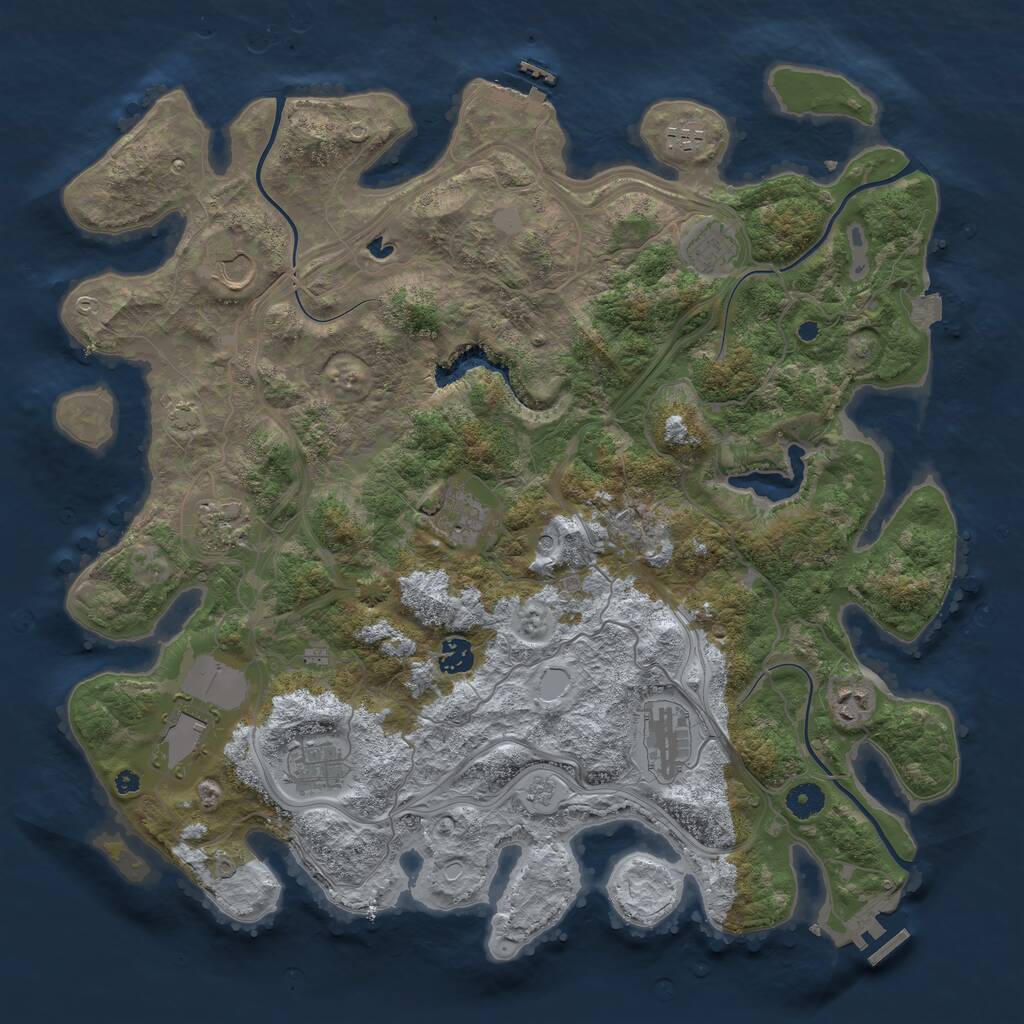 Rust Map: Procedural Map, Size: 4250, Seed: 458107447, 16 Monuments