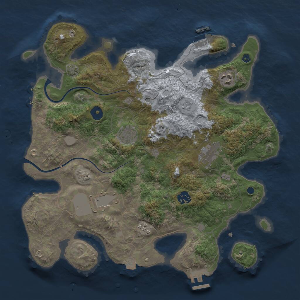 Rust Map: Procedural Map, Size: 3500, Seed: 1243352766, 12 Monuments