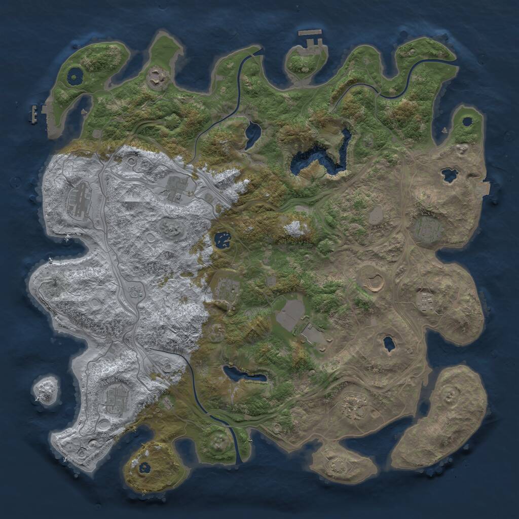 Rust Map: Procedural Map, Size: 4500, Seed: 7600301, 17 Monuments