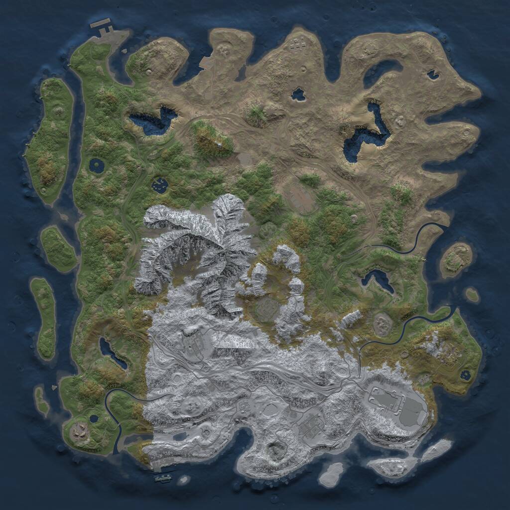 Rust Map: Procedural Map, Size: 5000, Seed: 1847806724, 15 Monuments