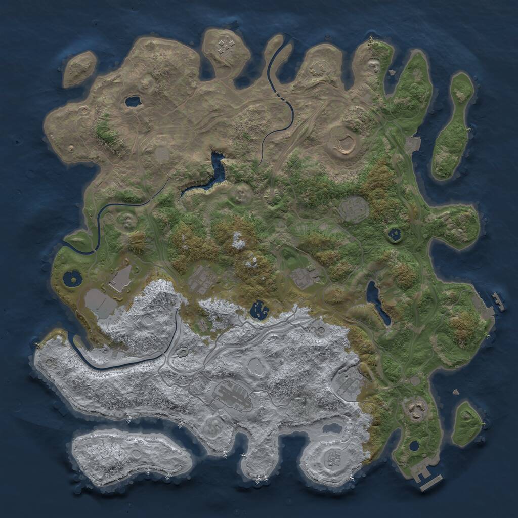 Rust Map: Procedural Map, Size: 4250, Seed: 203392089, 16 Monuments