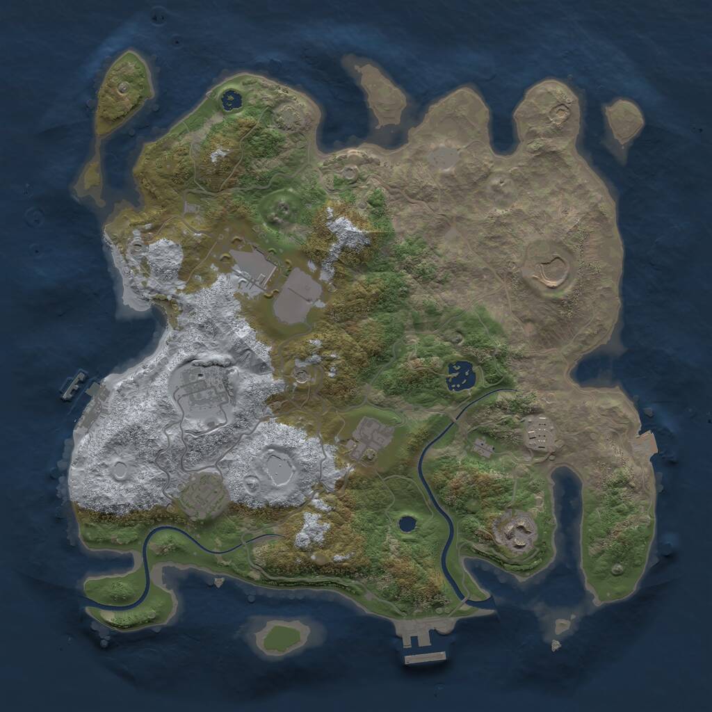 Rust Map: Procedural Map, Size: 3500, Seed: 498478411, 13 Monuments