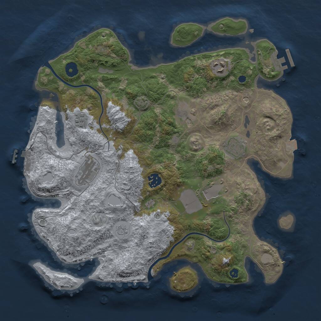 Rust Map: Procedural Map, Size: 3500, Seed: 1202404630, 13 Monuments