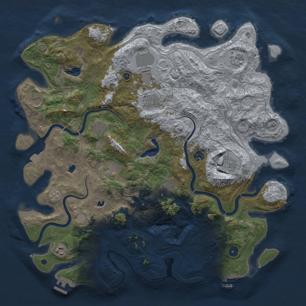 Rust Map: Procedural Map, Size: 4500, Seed: 1482141718, 17 Monuments