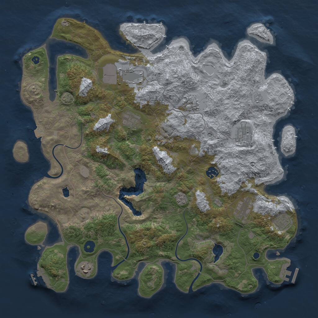 Rust Map: Procedural Map, Size: 4100, Seed: 84287, 15 Monuments